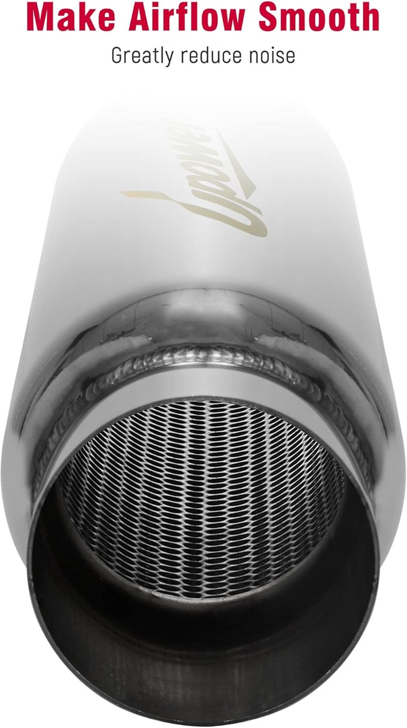 U-Power 3" Inlet&Outlet Exhaust Resonator,16" Overall Length Center Straight Through Stainless Steel Muffler,Polished - Image 5
